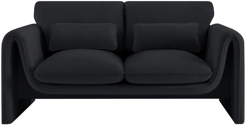 Sloan 64" Velvet Upholstered Loveseat in Black - 199Black-L