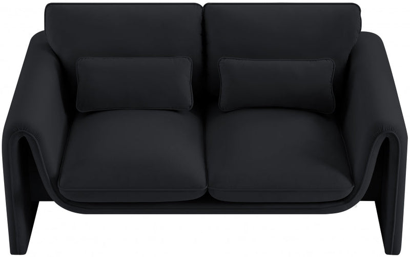 Sloan 64" Velvet Upholstered Loveseat in Black - 199Black-L