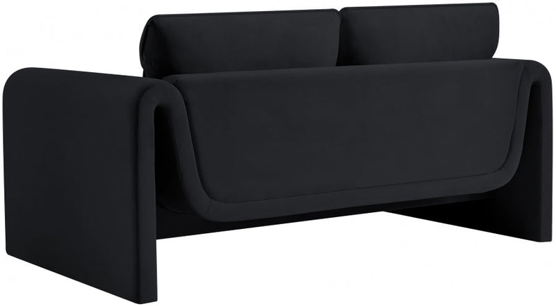 Sloan 64" Velvet Upholstered Loveseat in Black - 199Black-L