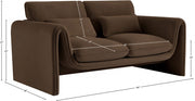 Sloan 64" Velvet Upholstered Loveseat in Brown - 199Brown-L