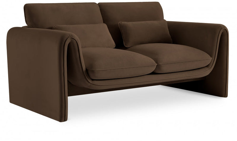 Sloan 64" Velvet Upholstered Loveseat in Brown - 199Brown-L