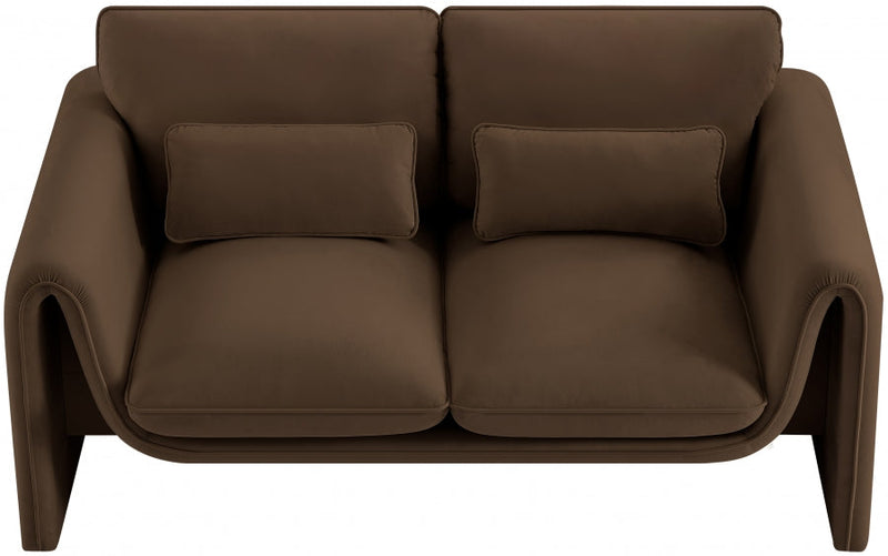 Sloan 64" Velvet Upholstered Loveseat in Brown - 199Brown-L