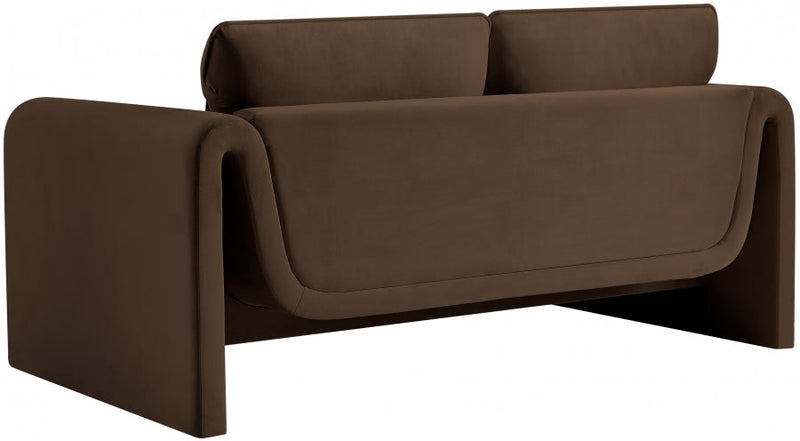Sloan 64" Velvet Upholstered Loveseat in Brown - 199Brown-L