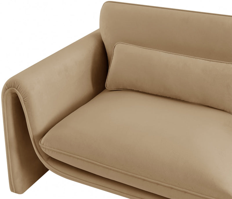 Sloan 64" Velvet Upholstered Loveseat in Camel - 199Camel-L