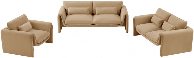 Sloan 64" Velvet Upholstered Loveseat in Camel - 199Camel-L