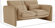 Sloan 64" Velvet Upholstered Loveseat in Camel - 199Camel-L