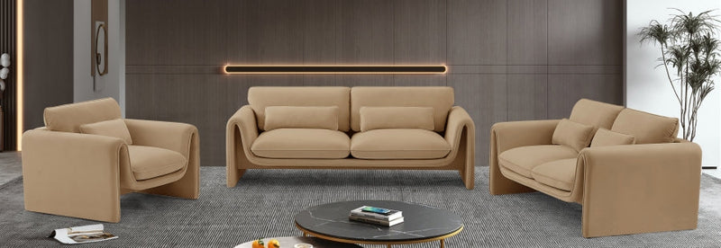 Sloan 64" Velvet Upholstered Loveseat in Camel - 199Camel-L