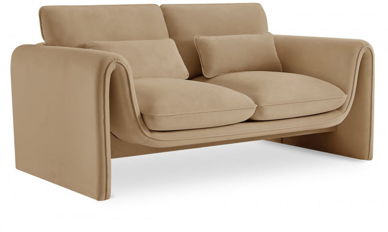 Sloan 64" Velvet Upholstered Loveseat in Camel - 199Camel-L