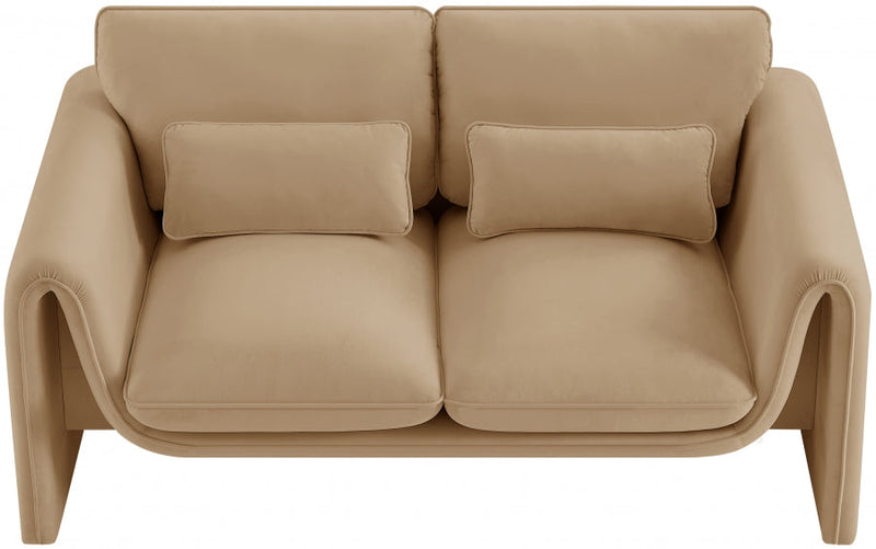 Sloan 64" Velvet Upholstered Loveseat in Camel - 199Camel-L