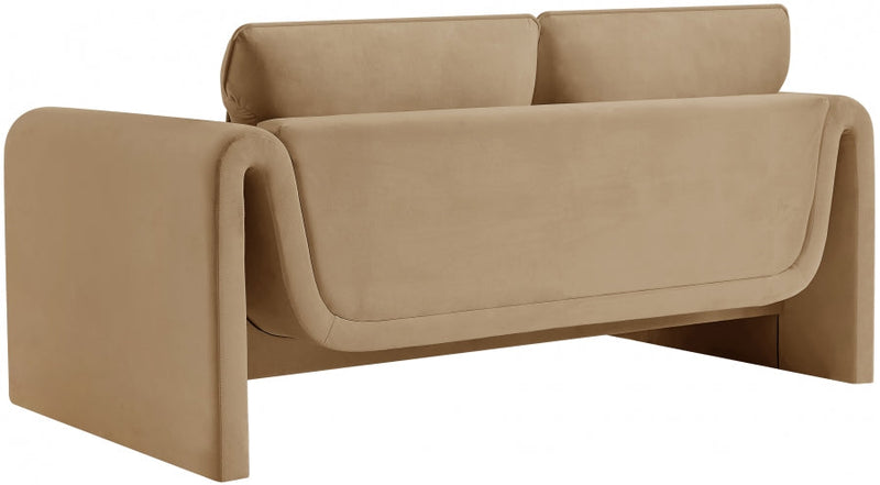 Sloan 64" Velvet Upholstered Loveseat in Camel - 199Camel-L