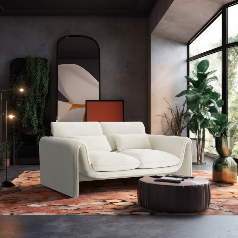 Sloan 64" Velvet Upholstered Loveseat in Cream - 199Cream-L