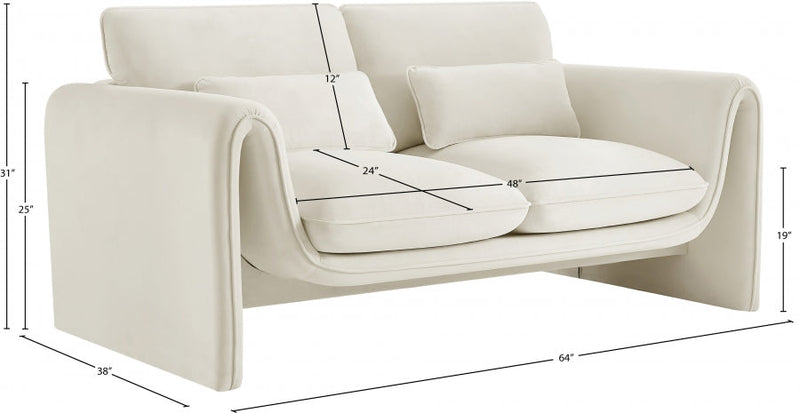 Sloan 64" Velvet Upholstered Loveseat in Cream - 199Cream-L
