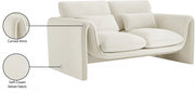 Sloan 64" Velvet Upholstered Loveseat in Cream - 199Cream-L