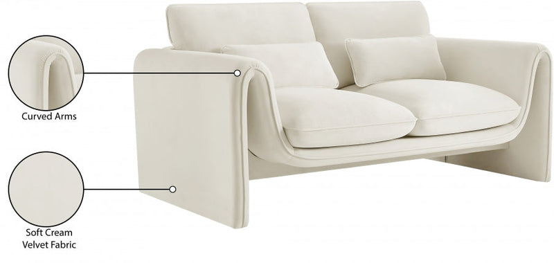 Sloan 64" Velvet Upholstered Loveseat in Cream - 199Cream-L