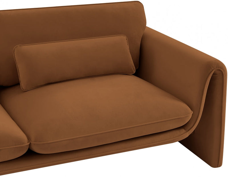 Sloan 64" Velvet Upholstered Loveseat in Saddle - 199Saddle-L
