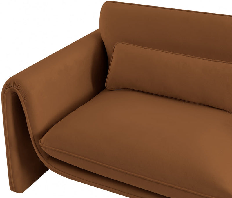 Sloan 64" Velvet Upholstered Loveseat in Saddle - 199Saddle-L