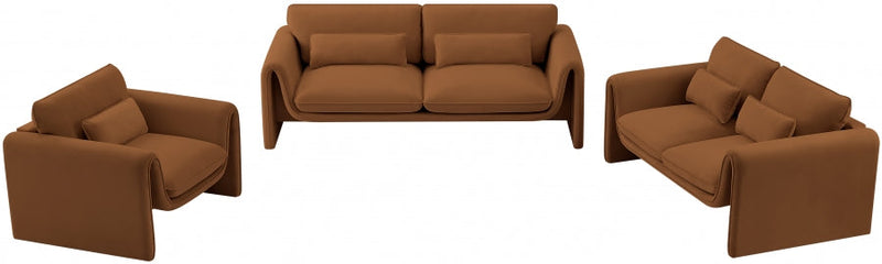 Sloan 64" Velvet Upholstered Loveseat in Saddle - 199Saddle-L