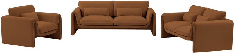Sloan 64" Velvet Upholstered Loveseat in Saddle - 199Saddle-L