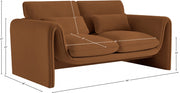 Sloan 64" Velvet Upholstered Loveseat in Saddle - 199Saddle-L