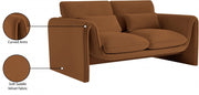 Sloan 64" Velvet Upholstered Loveseat in Saddle - 199Saddle-L