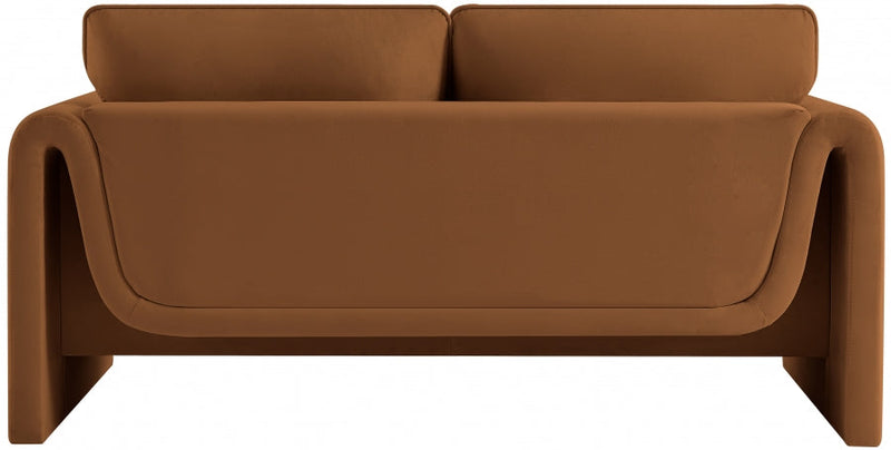 Sloan 64" Velvet Upholstered Loveseat in Saddle - 199Saddle-L
