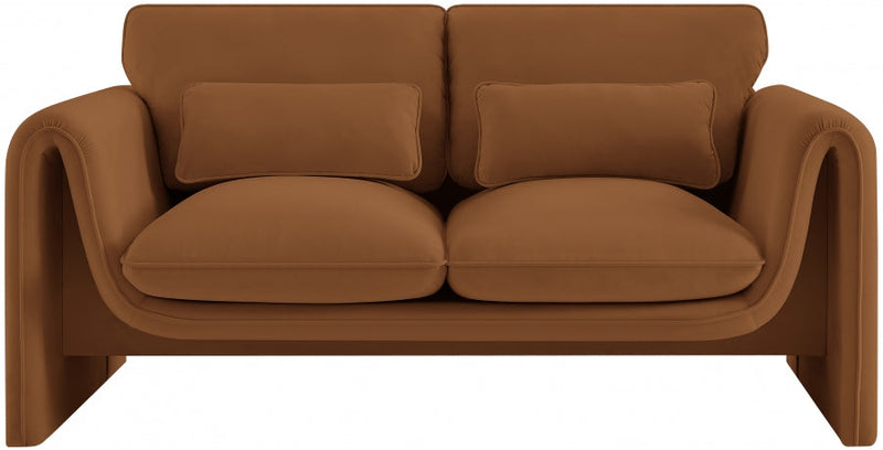 Sloan 64" Velvet Upholstered Loveseat in Saddle - 199Saddle-L