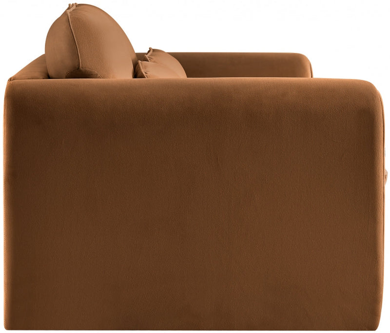 Sloan 64" Velvet Upholstered Loveseat in Saddle - 199Saddle-L