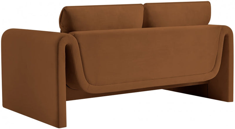 Sloan 64" Velvet Upholstered Loveseat in Saddle - 199Saddle-L