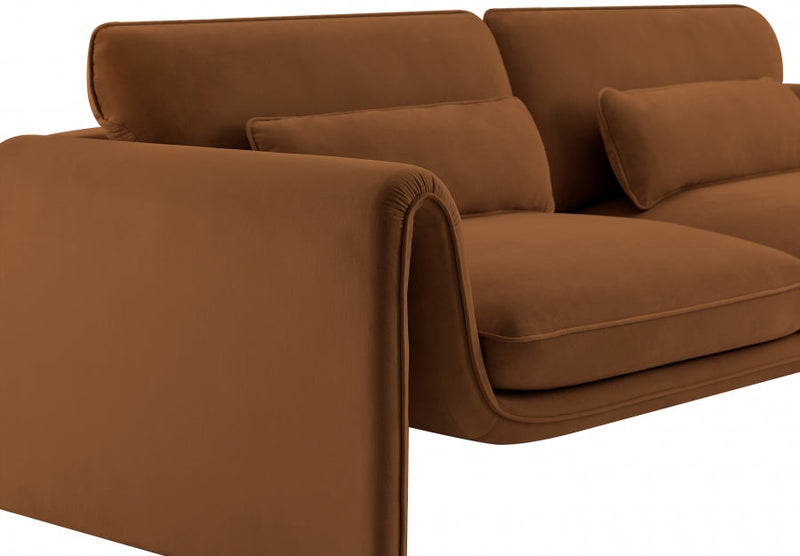 Sloan 64" Velvet Upholstered Loveseat in Saddle - 199Saddle-L