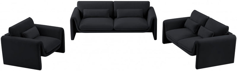 Sloan 86" Velvet Upholstered Sofa in Black - 199Black-S