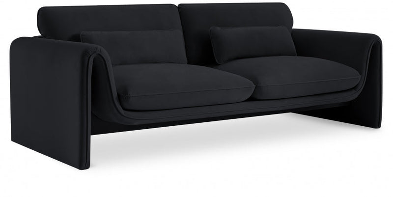 Sloan 86" Velvet Upholstered Sofa in Black - 199Black-S