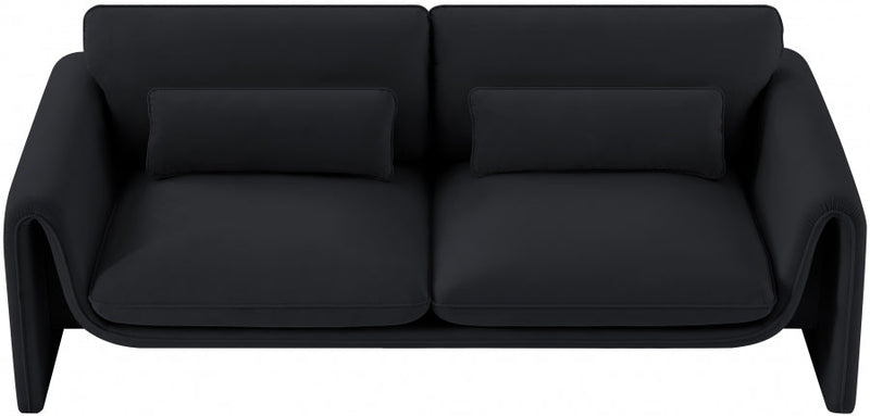 Sloan 86" Velvet Upholstered Sofa in Black - 199Black-S