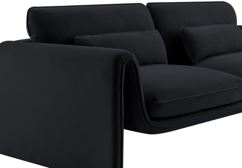 Sloan 86" Velvet Upholstered Sofa in Black - 199Black-S