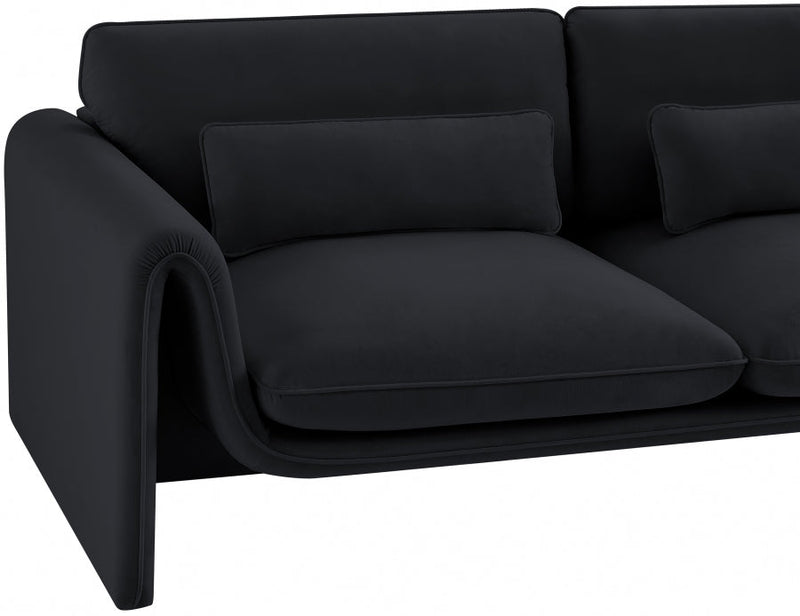 Sloan 86" Velvet Upholstered Sofa in Black - 199Black-S