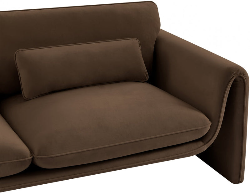 Sloan 86" Velvet Upholstered Sofa in Brown - 199Brown-S