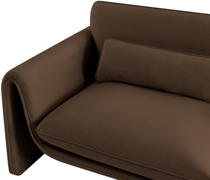 Sloan 86" Velvet Upholstered Sofa in Brown - 199Brown-S