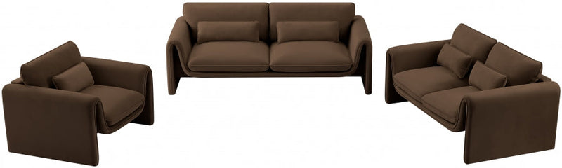 Sloan 86" Velvet Upholstered Sofa in Brown - 199Brown-S