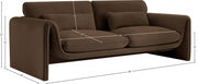 Sloan 86" Velvet Upholstered Sofa in Brown - 199Brown-S
