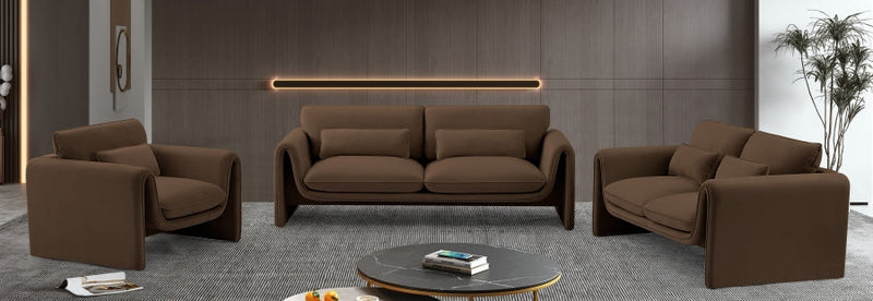 Sloan 86" Velvet Upholstered Sofa in Brown - 199Brown-S