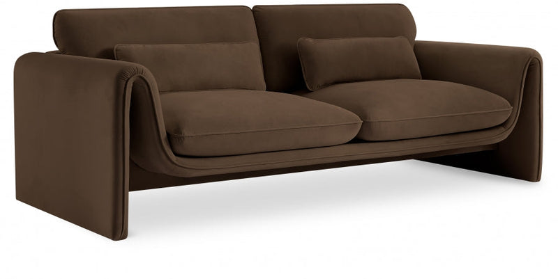 Sloan 86" Velvet Upholstered Sofa in Brown - 199Brown-S