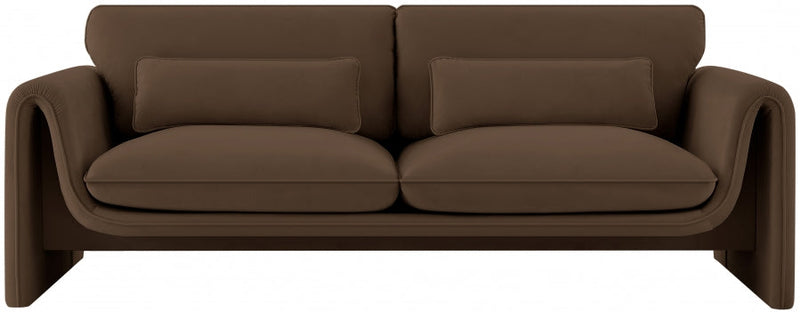 Sloan 86" Velvet Upholstered Sofa in Brown - 199Brown-S