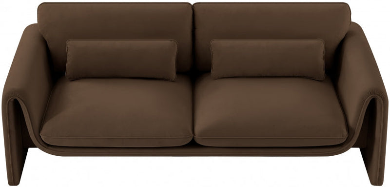 Sloan 86" Velvet Upholstered Sofa in Brown - 199Brown-S