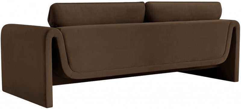 Sloan 86" Velvet Upholstered Sofa in Brown - 199Brown-S