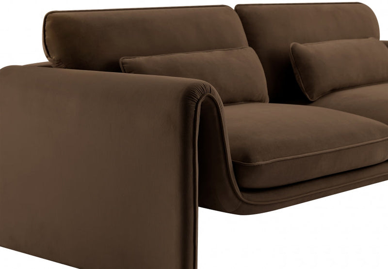 Sloan 86" Velvet Upholstered Sofa in Brown - 199Brown-S