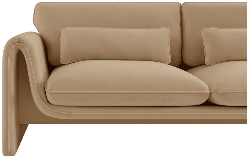 Sloan 86" Velvet Upholstered Sofa in Camel - 199Camel-S