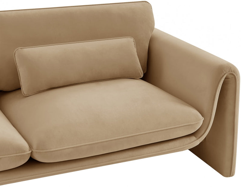 Sloan 86" Velvet Upholstered Sofa in Camel - 199Camel-S