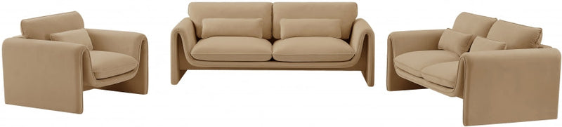 Sloan 86" Velvet Upholstered Sofa in Camel - 199Camel-S