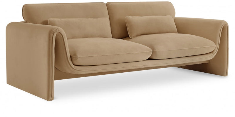 Sloan 86" Velvet Upholstered Sofa in Camel - 199Camel-S