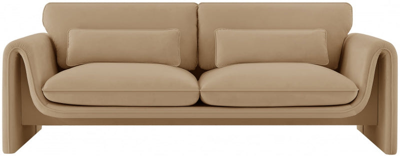 Sloan 86" Velvet Upholstered Sofa in Camel - 199Camel-S