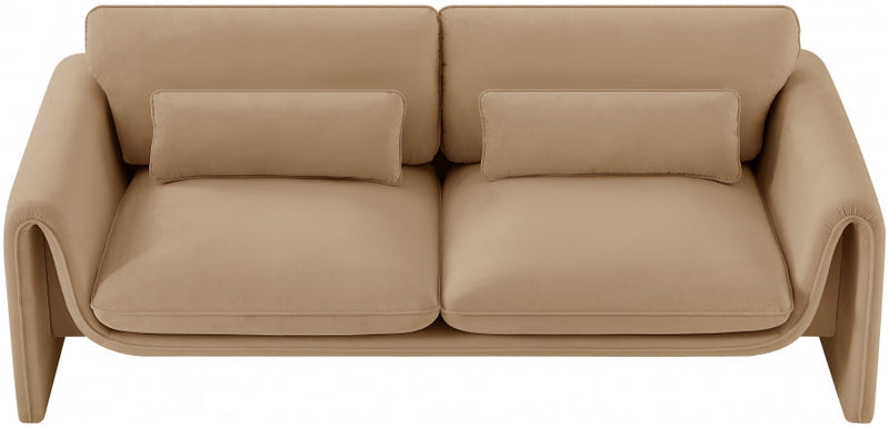 Sloan 86" Velvet Upholstered Sofa in Camel - 199Camel-S
